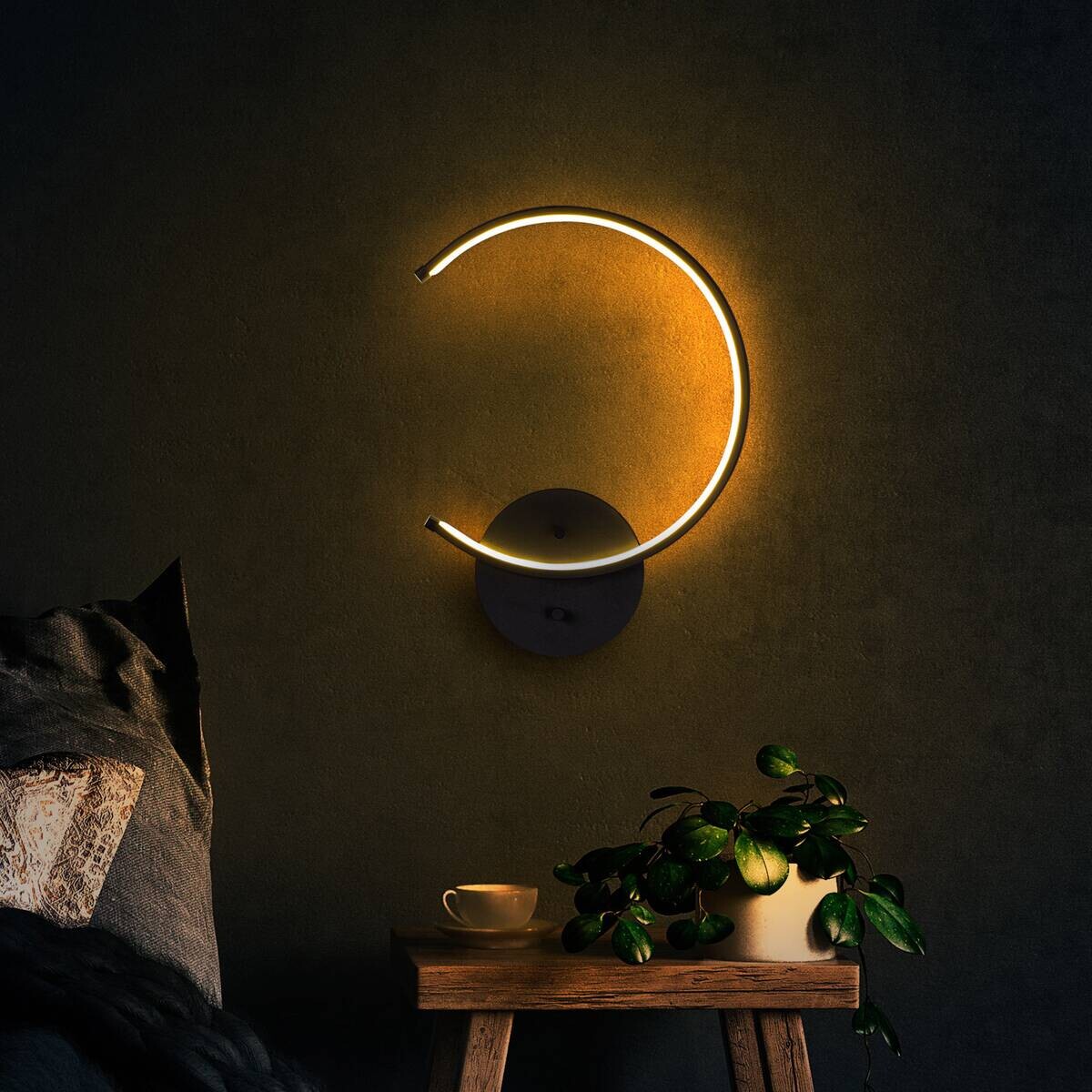 Opviq Wandleuchte Moon schwarz Metall B/H/T/L: ca. 33x46x6x33 cm