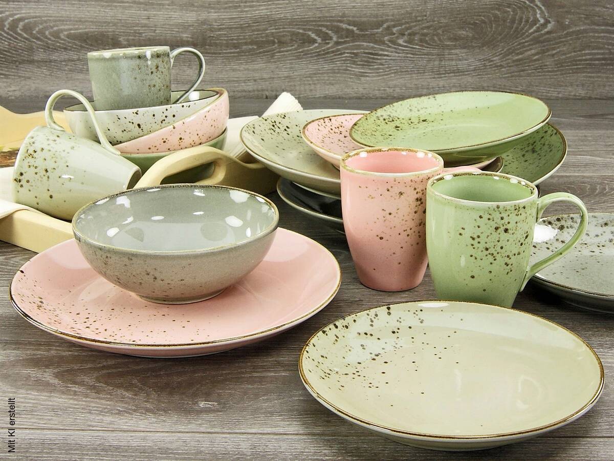 CreaTable Kombiservice Nature Collection VINTAGE GARDEN multicolor Steinzeug 16 tlg.