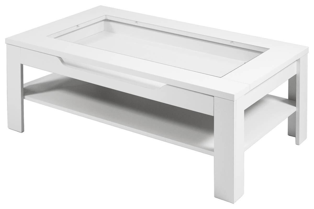 byLIVING Couchtisch RALPH weiß Holzwerkstoff Klarglas B/H/T: ca. 110x43x67 cm