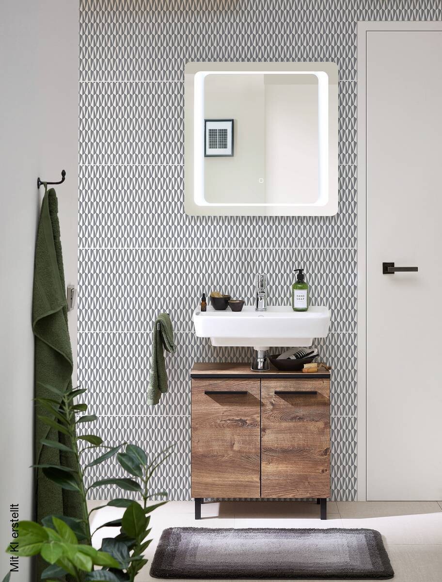 Badezimmer-Set Quickset 374 Eiche Ribeck Nachbildung B/H/T: ca. 70x200x33 cm