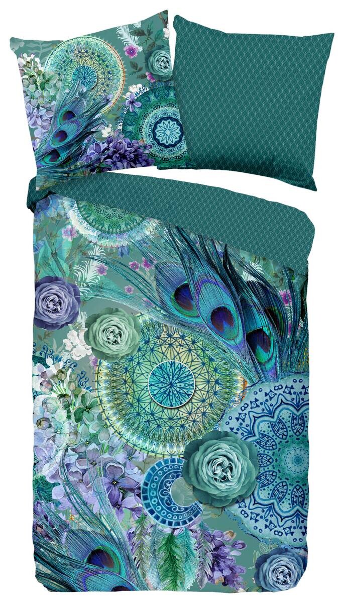 Baumwoll Bettwäsche Kari Satin grün Baumwolle B/L: ca. 135x200 cm