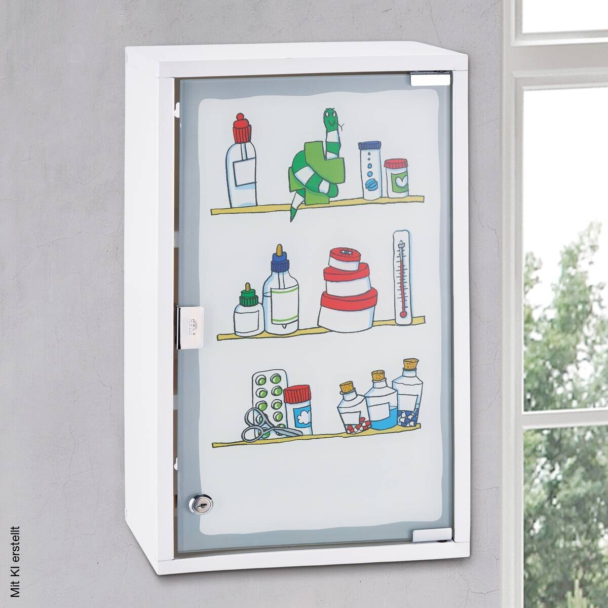 Medizinschrank weiß Stahl B/H/T: ca. 30x50x15 cm