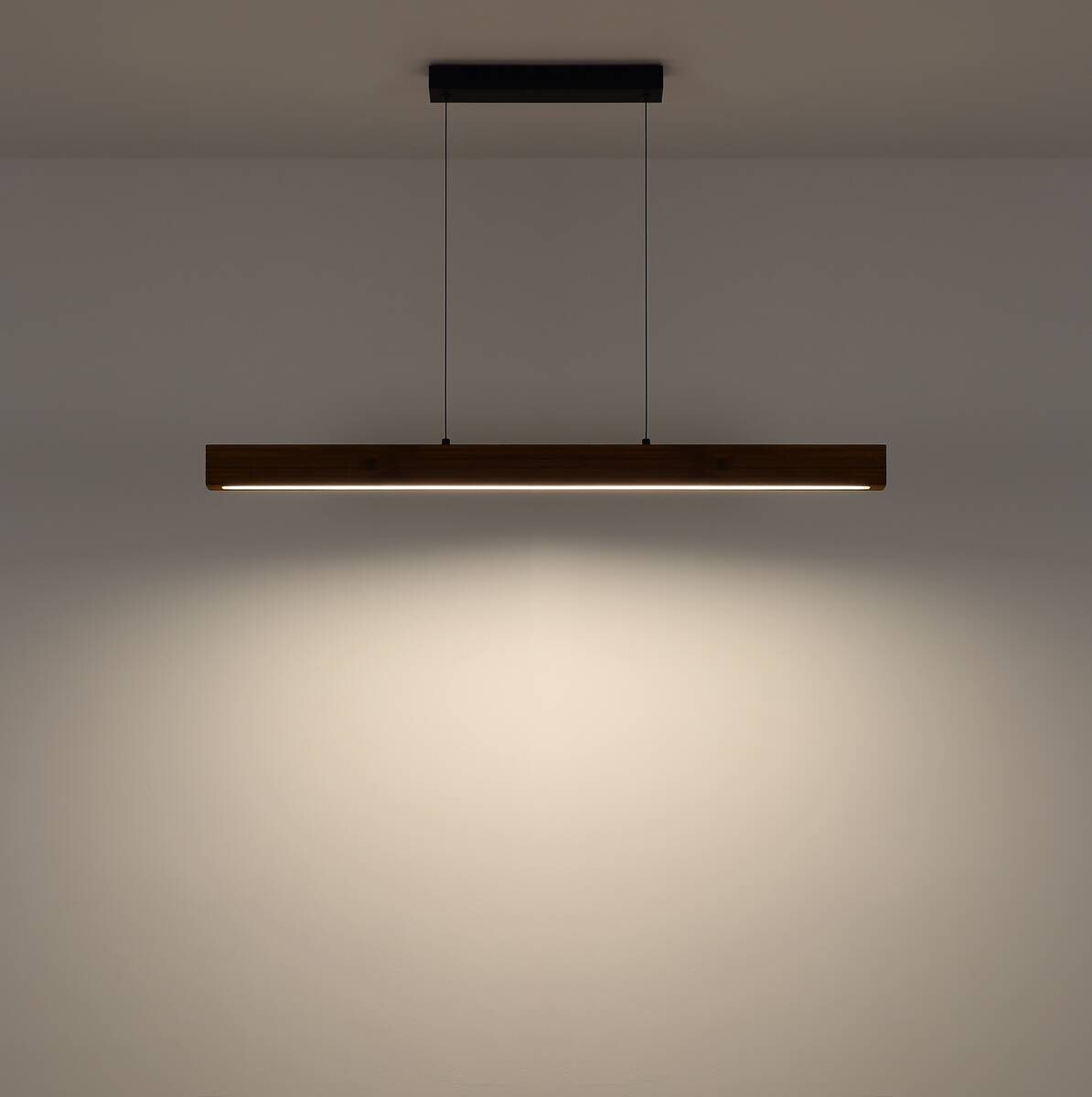 GLOBO LED-Pendelleuchte OAKRA schwarz Metall Holz B/H/T: ca. 6x120x1 cm 1 Brennstellen