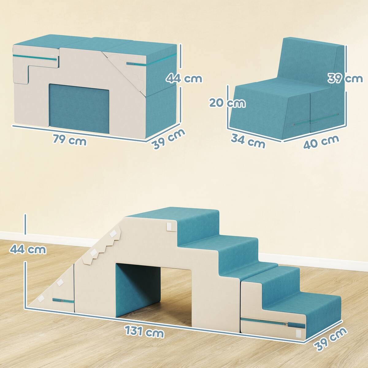 AIYAPLAY Schaumstoffbausteine B/H/L: ca. 39x44x131 cm