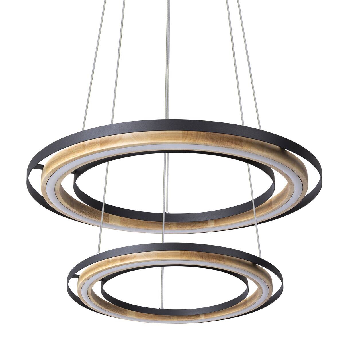 GLOBO LED-Pendelleuchte RILAS schwarz natur Bambus Metall H/D: ca. 150x56 cm 2 Brennstellen