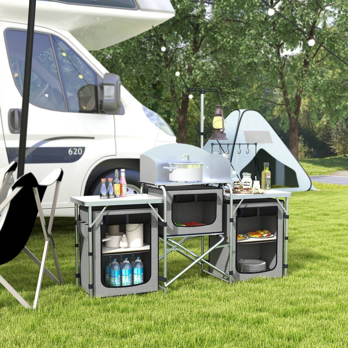 Outsunny Campingküche B/H/L: ca. 48x119x172 cm