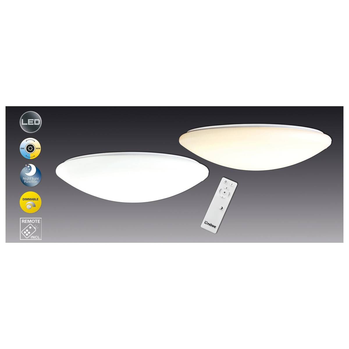 Näve Leuchten Deckenleuchte 1194226 weiß Metall Kunststoff B/H/T: ca. 60x15x60 cm null 1 Brennstellen