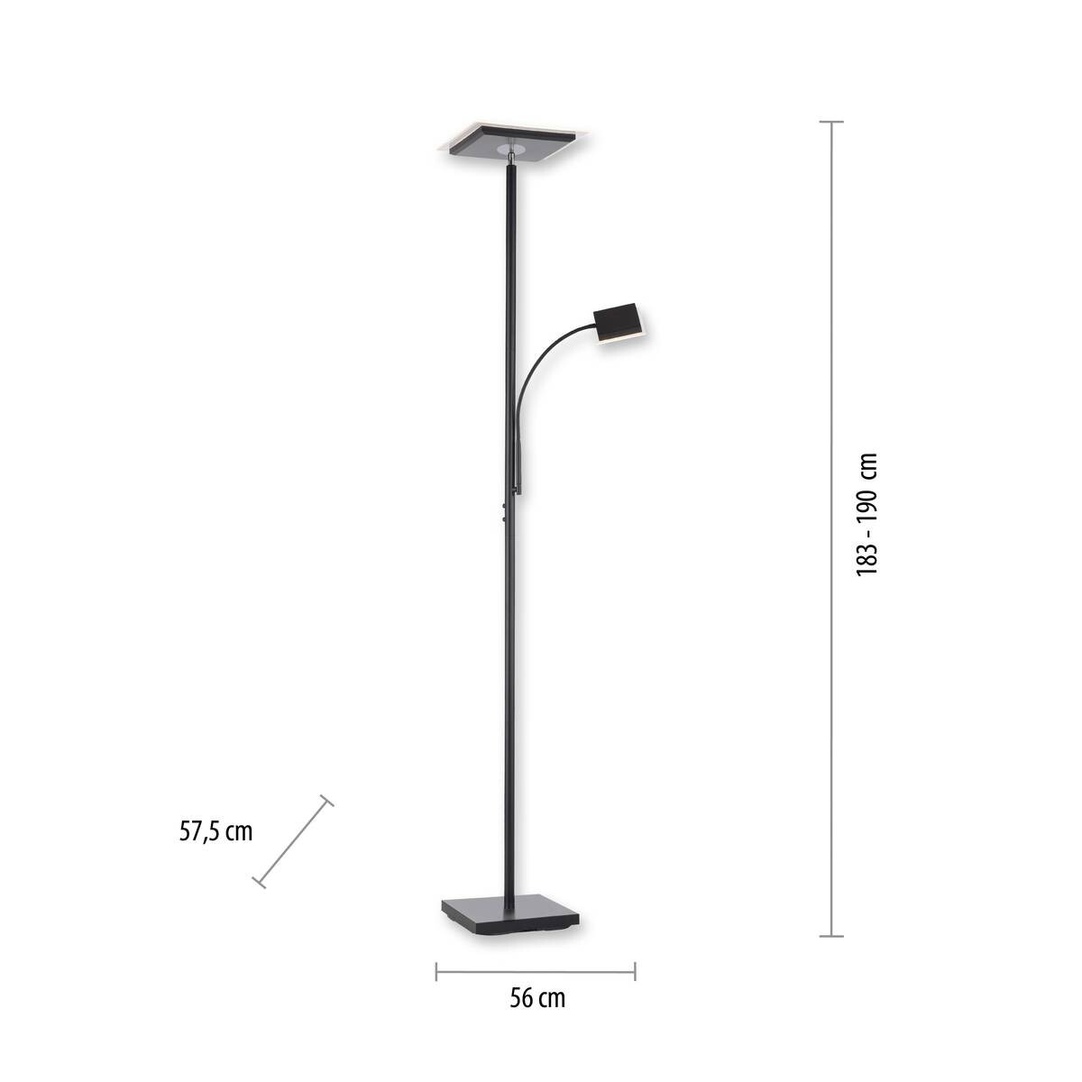 Just Light Stehlampe HANS 11710-18 schwarz Eisen Kunststoff B/H/T: ca. 25x190x25 cm 2 Brennstellen