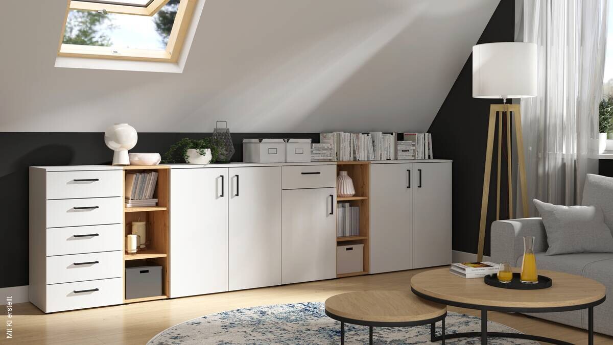 Kommode Multi-Stauraum Typ 31 Eiche Artisan Nachbildung B/H/T: ca. 80x115x40 cm