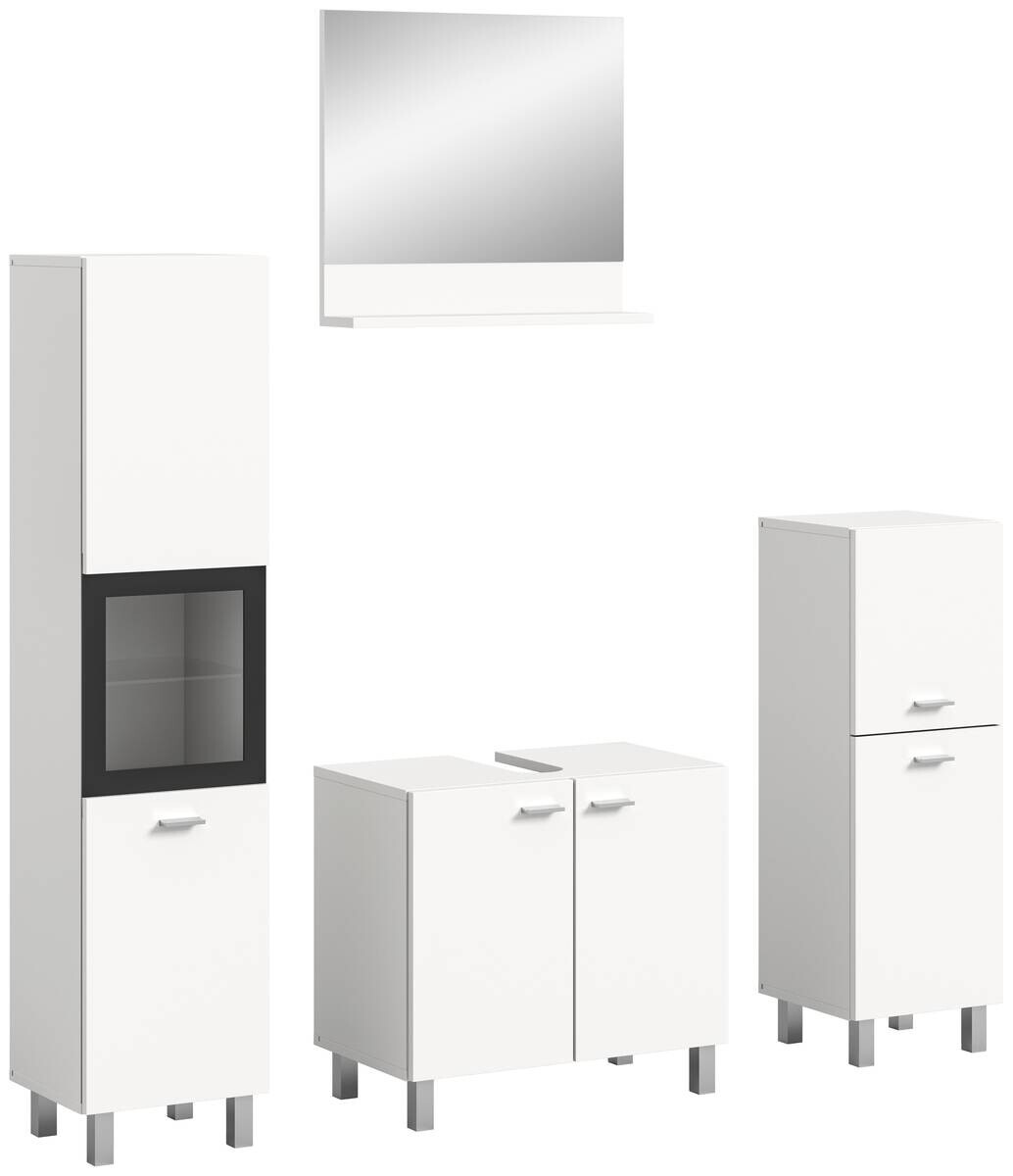 Badezimmer-Set BOSTON weiß schwarz B/H/T: ca. 137x186x33 cm