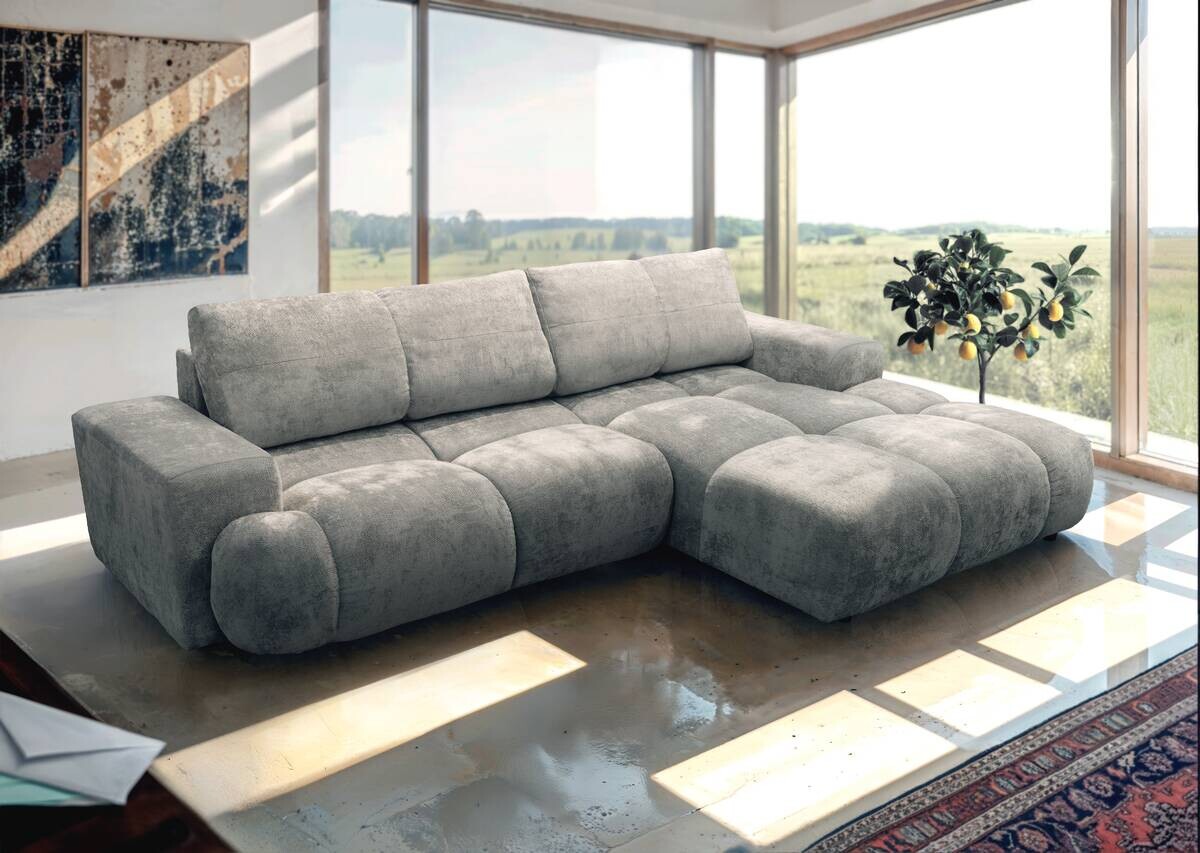 Ecksofa mit Bettfunktion grau Microfaser B/H/T: ca. 288x69x187 cm
