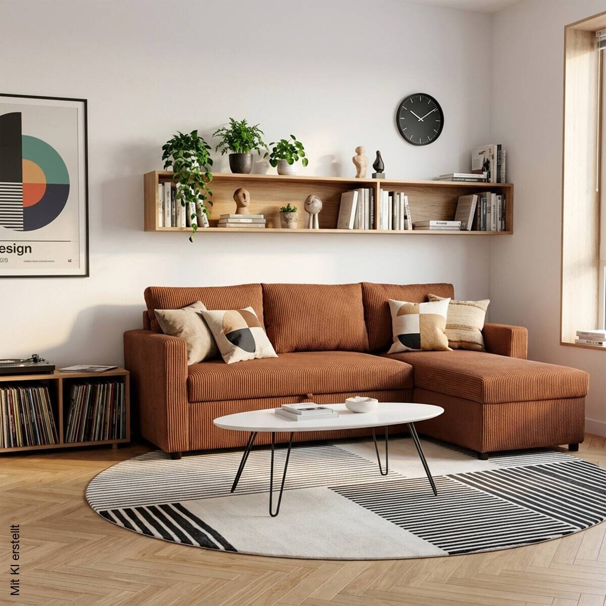 Ecksofa mit Bettfunktion und Bettkasten terracotta Microfaser B/H/T: ca. 215x145x82 cm
