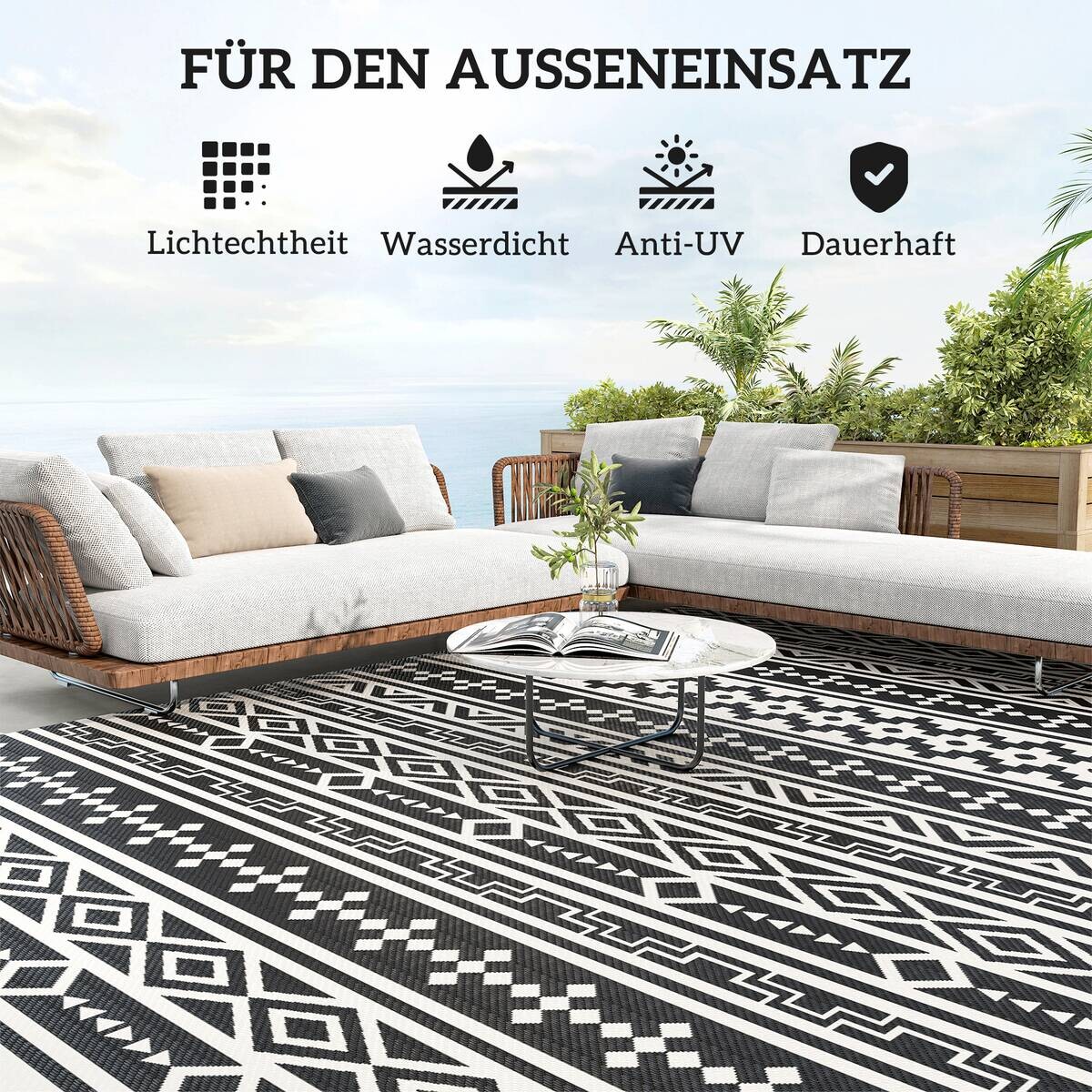 Outsunny Outdoor-Teppich schwarz B/H/L: ca. 274x0,3x548 cm