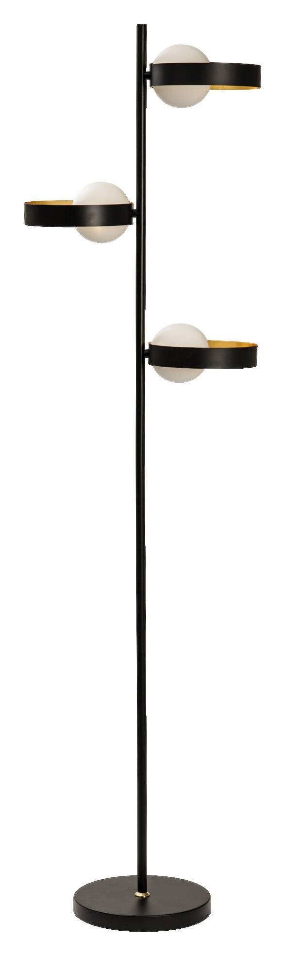 LEDVANCE Stehlampe Memphis schwarz gold weiß Metall Glas H/D: ca. 148x38,8 cm G9 3 Brennstellen