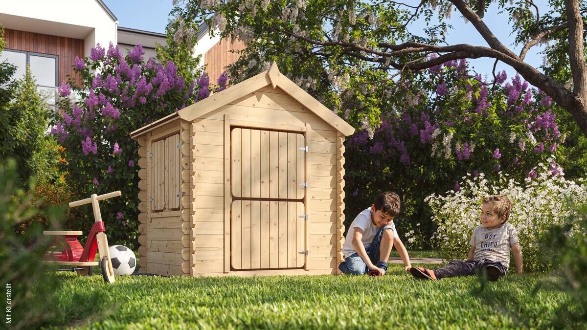 Timbela Kinderspielhaus M516 natur B/H/L: ca. 146x143x112 cm