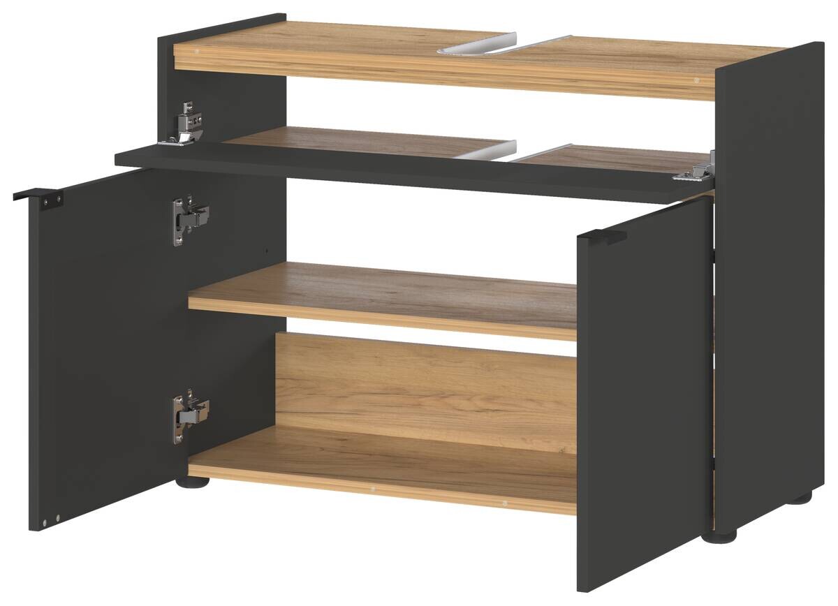 Waschbeckenunterschrank 4497-549 Graphit Eiche Navarra Nachbildung B/H/T: ca. 80x60x34 cm