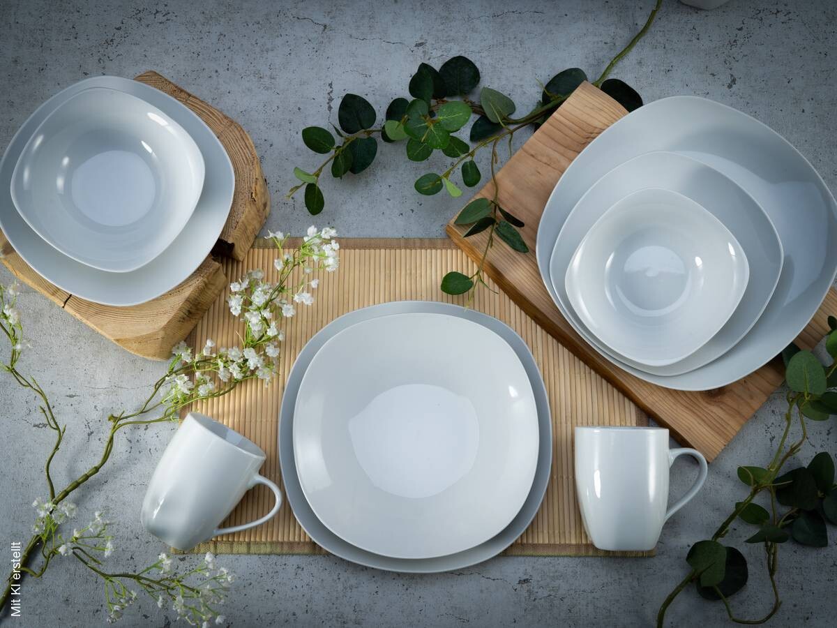 CreaTable Kombiservice Square weiß Porzellan 20 tlg