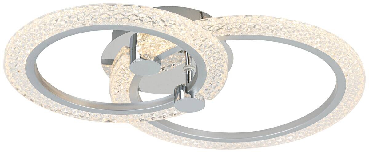 Nolo LED Deckenleuchte Maren Chrom Aluminium Kunststoff Metall B/H/L: ca. 34x8,5x50 cm 2 Brennstellen