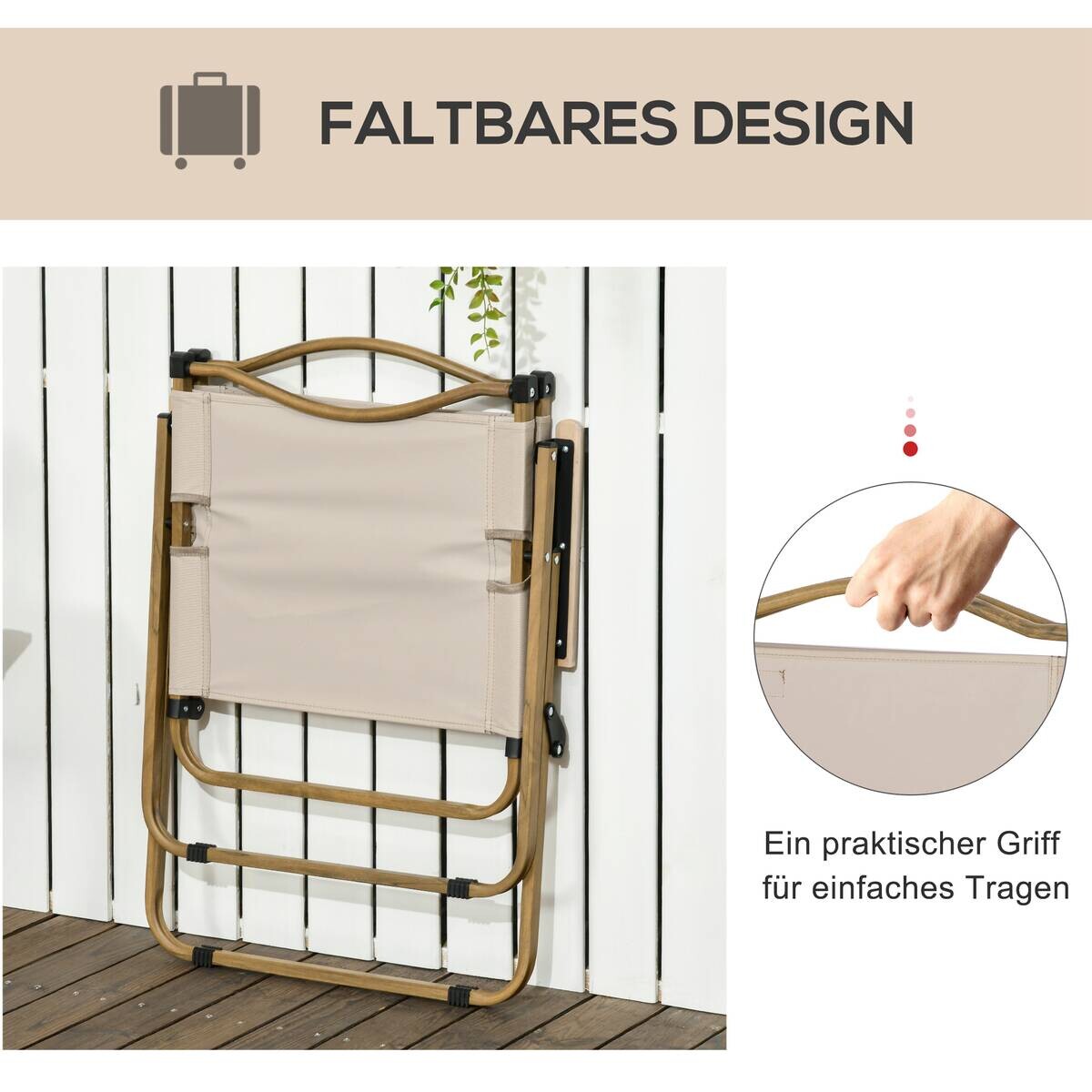 Outsunny Campingstuhl 2er Set khaki Stoff B/H/L: ca. 59x78x54 cm