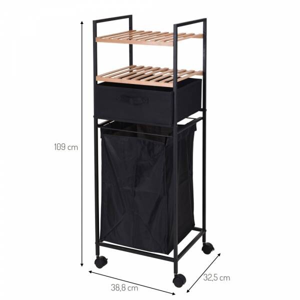 Wäschewagen schwarz Bambus B/H/T: ca. 38x105x33 cm