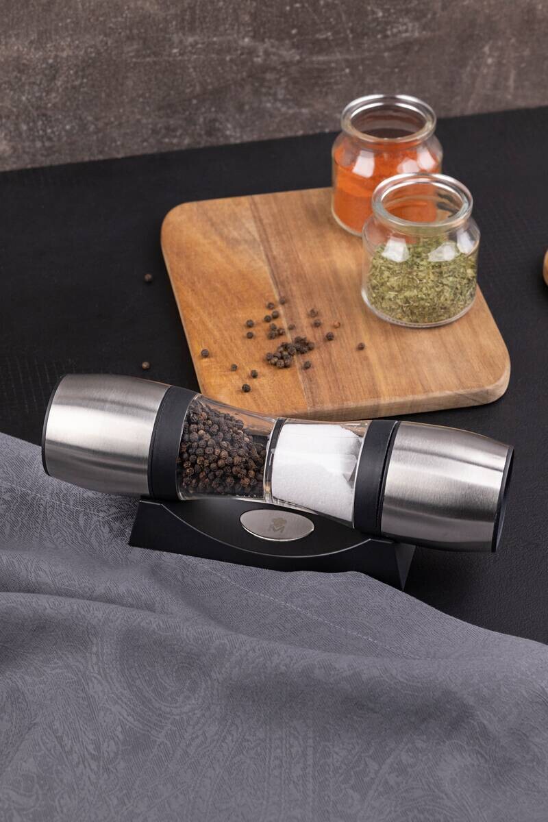 MASTERPRO Salz- u. Pfeffermühle FOODIES COLLECTION silber Edelstahl B/D: ca. 23x5 cm