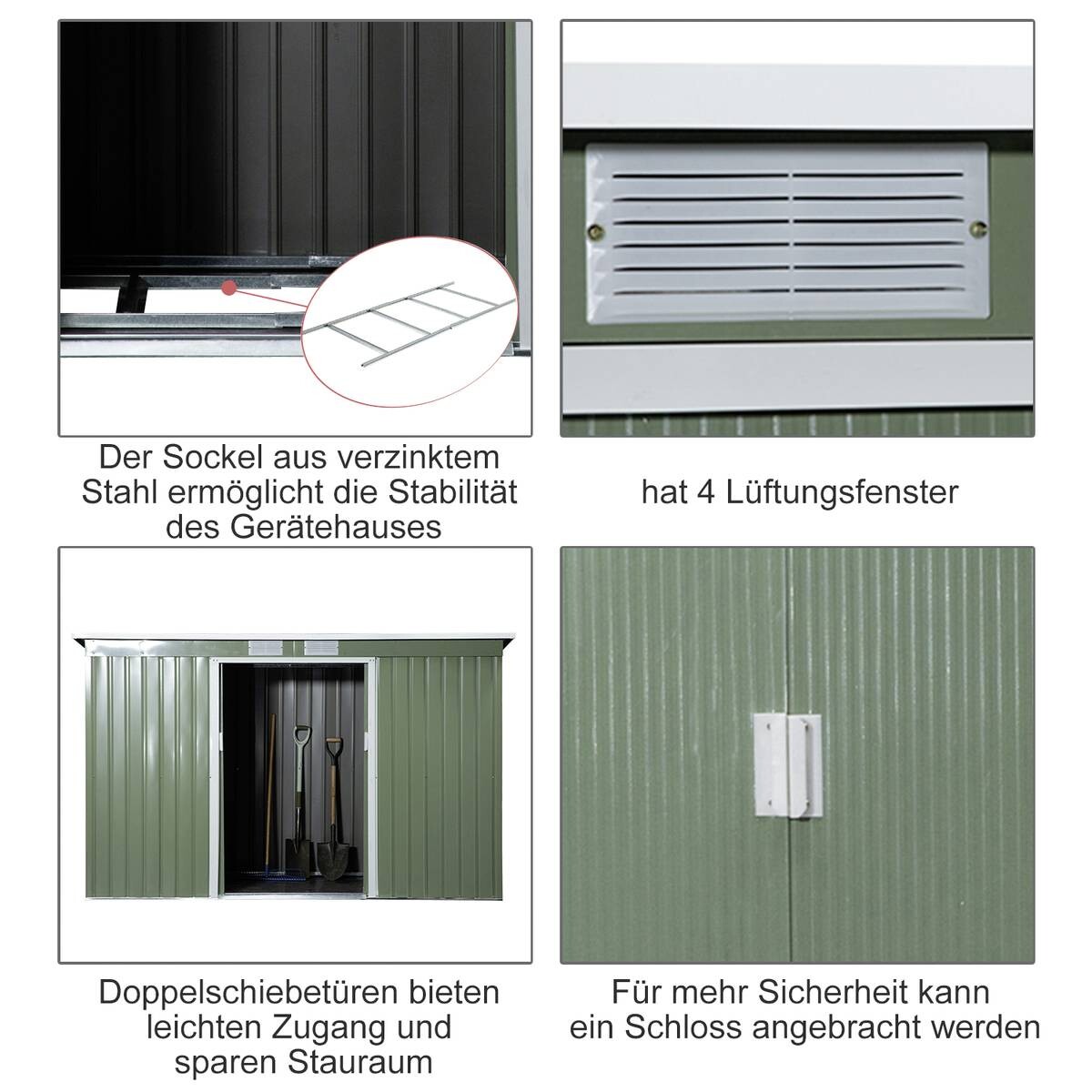 Outsunny Gartenschrank grün Stahl B/H/T: ca. 277x173x130 cm