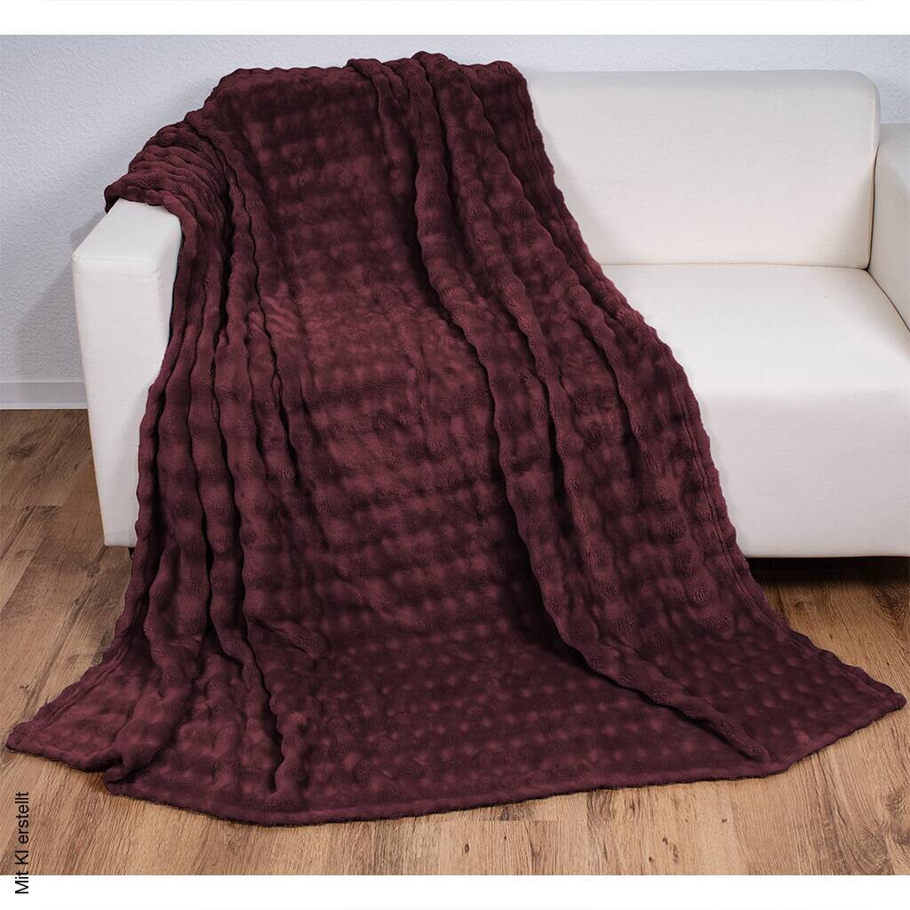 Wohndecke bordeauxrot Polyester B/L: ca. 150x200 cm
