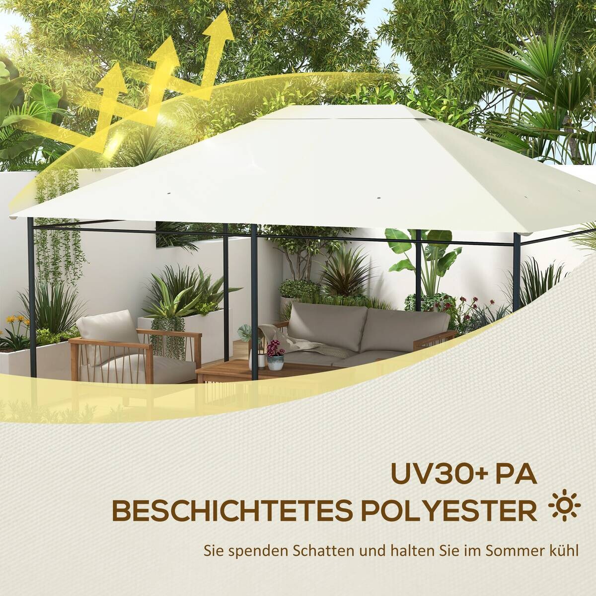 Outsunny Pavillon-Zubehör cremeweiß Polypropylen B/H/L: ca. 297x397x0,01 cm