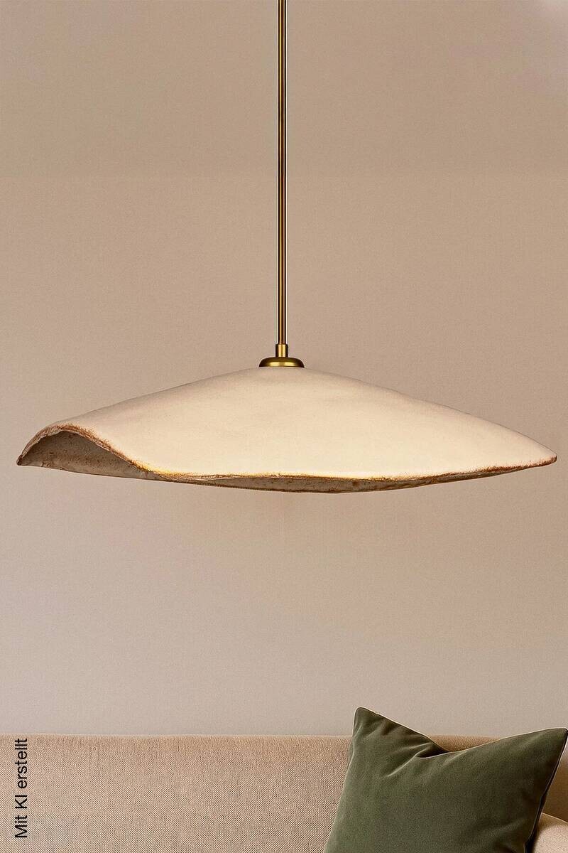 Pendelleuchte gold creme Beton Metall B/H/L/D: ca. 54x60x54x54 cm E27 1 Brennstellen