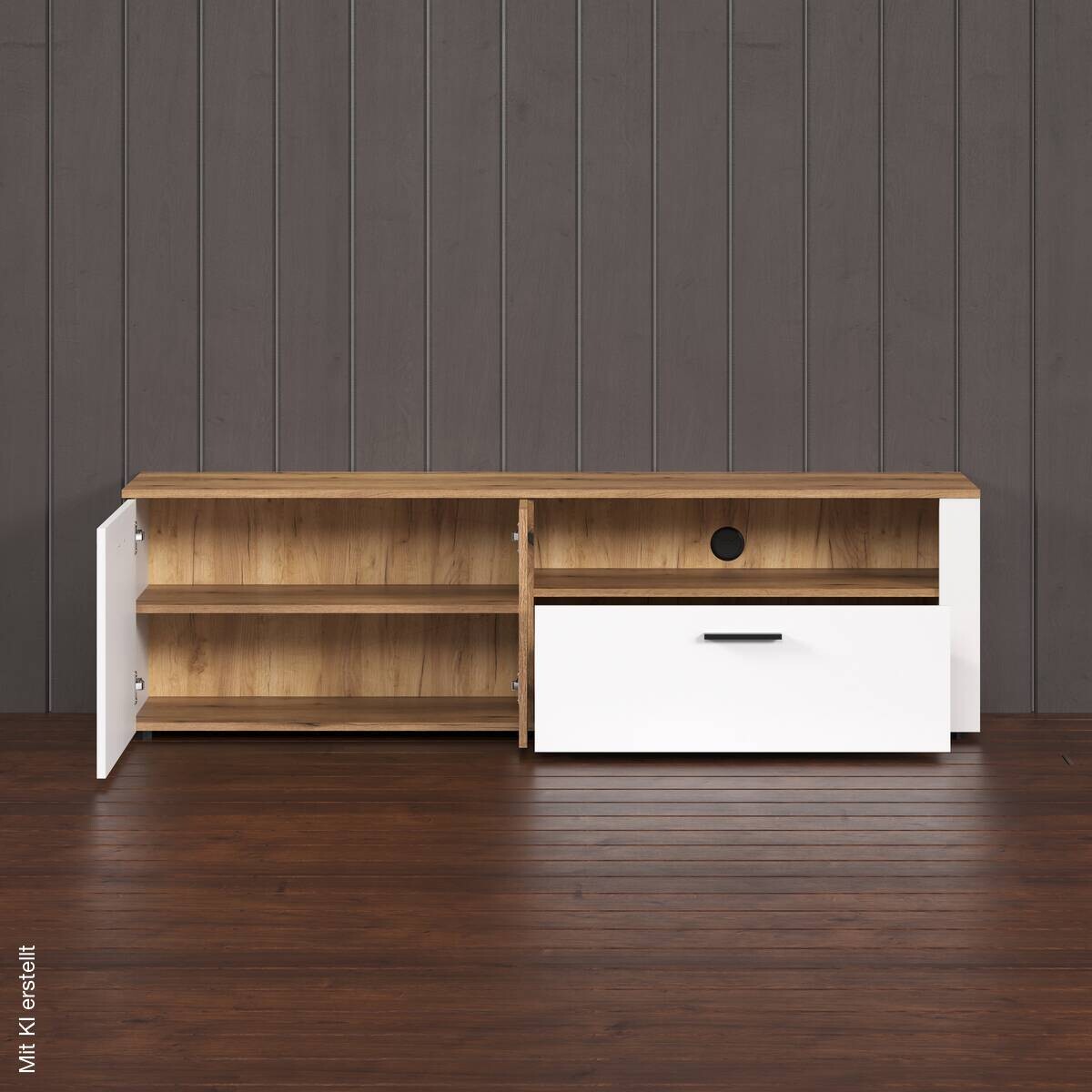 Lowboard Vitoria weiß Eiche Evoke Coast Nachbildung B/H/T: ca. 170x50x42 cm
