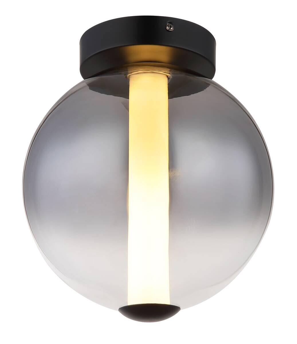 GLOBO Deckenleuchte mattschwarz Rauch Metall Glas H/D: ca. 28,5x25 cm 1 Brennstellen