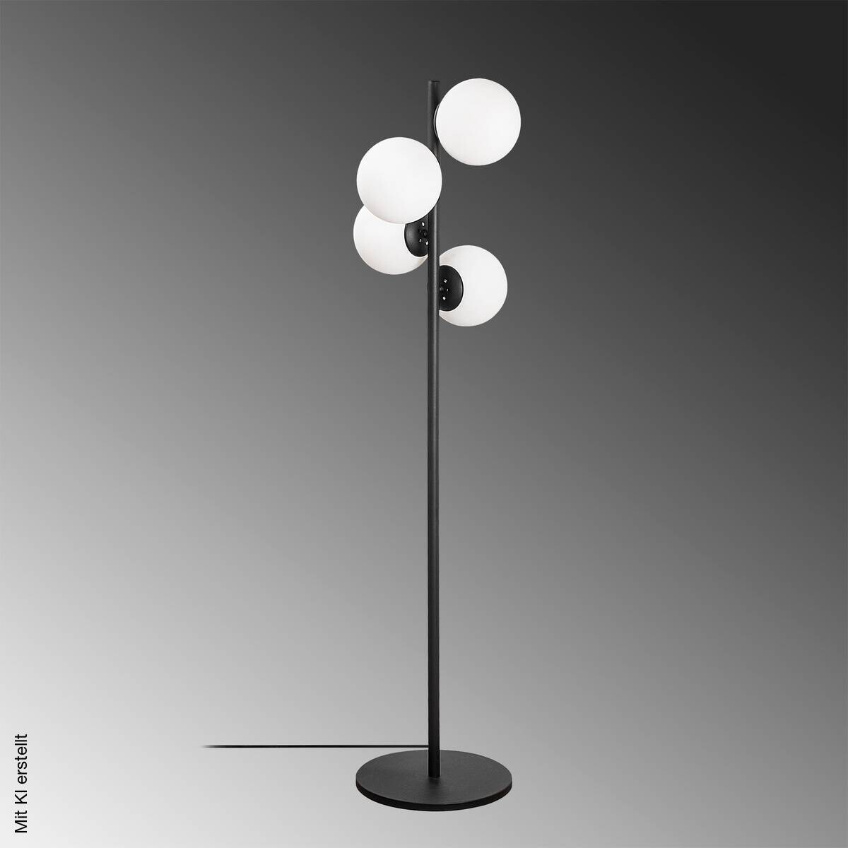 Opviq Stehlampe schwarz Glas Metall B/H/T/L/D: ca. 32x130x32x32x32 cm E27 3 Brennstellen