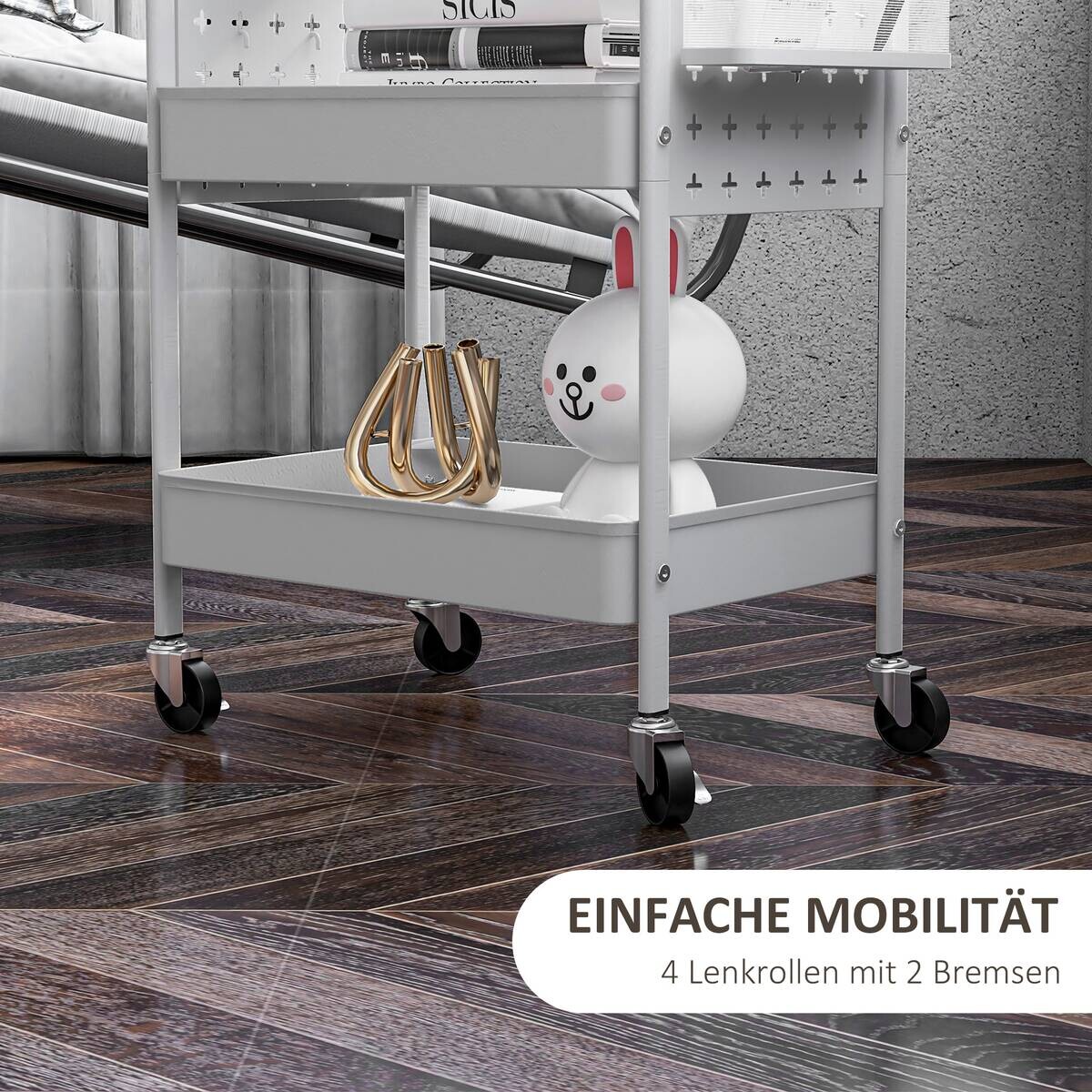 HOMCOM Küchenwagen weiß Edelstahl B/H/L: ca. 30,5x53,5x75 cm