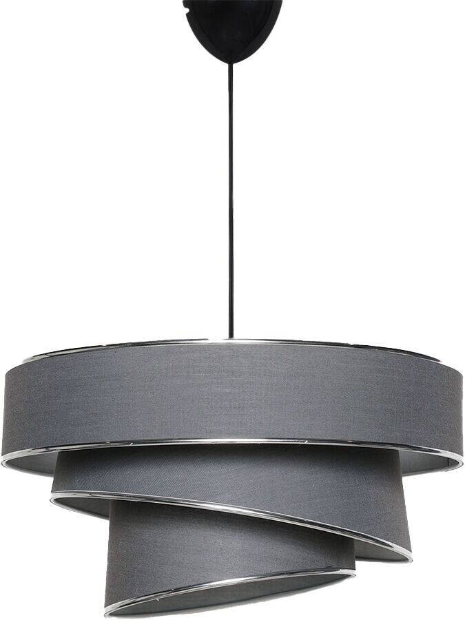 Opviq Pendelleuchte Couper silber anthrazit Baumwolle B/H/T/L/D: ca. 40x72x40x40x40 cm E27 1 Brennstellen