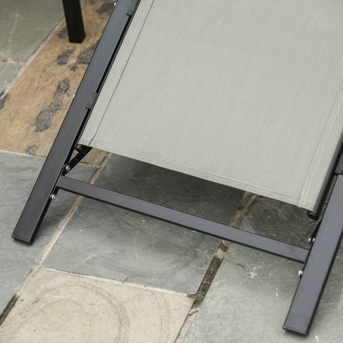 Outsunny Gartenliege schwarz Edelstahl B/H/L: ca. 169x59x66 cm