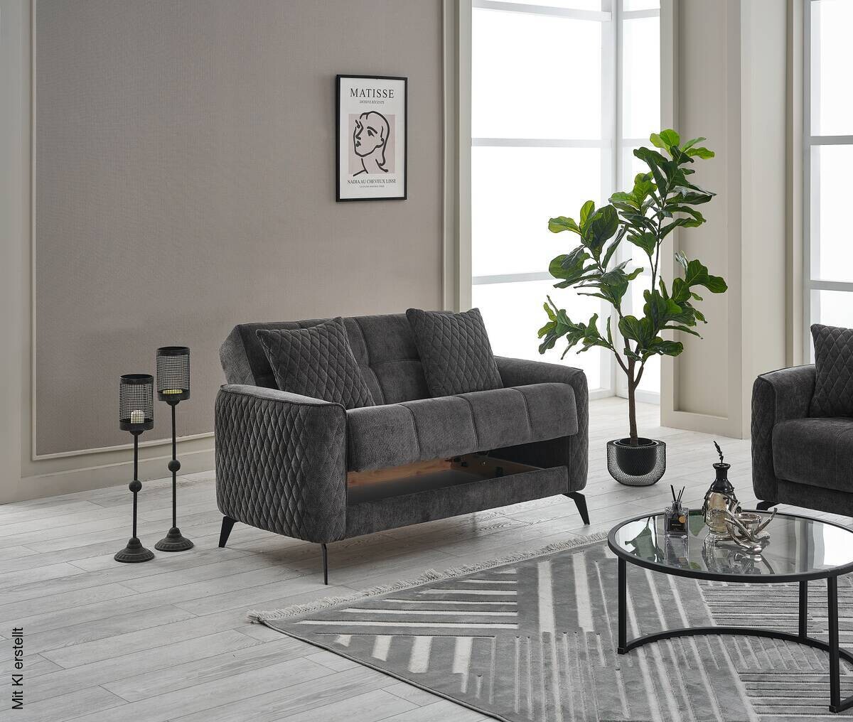 Sofa 3-2-1 Lendor grau Webstoff