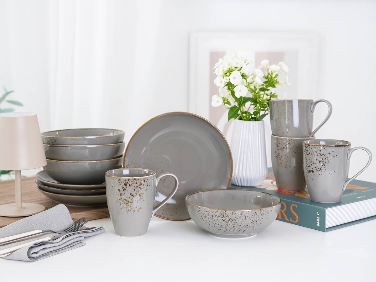 Kaffeeservice grau Steinzeug 12 tlg.