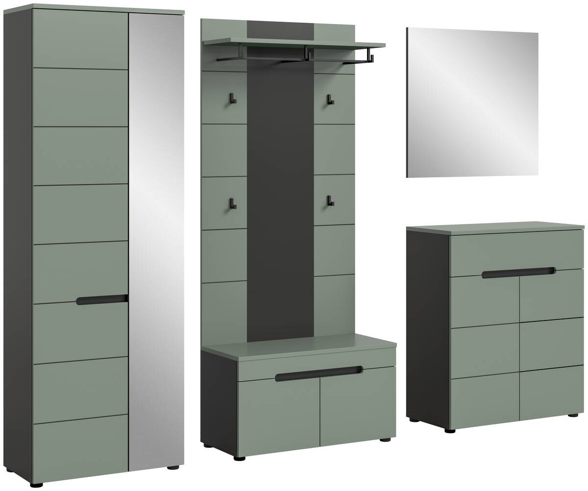 Garderobe Canu grün basaltgrau Nachbildung B/H/T: ca. 255x190x37 cm
