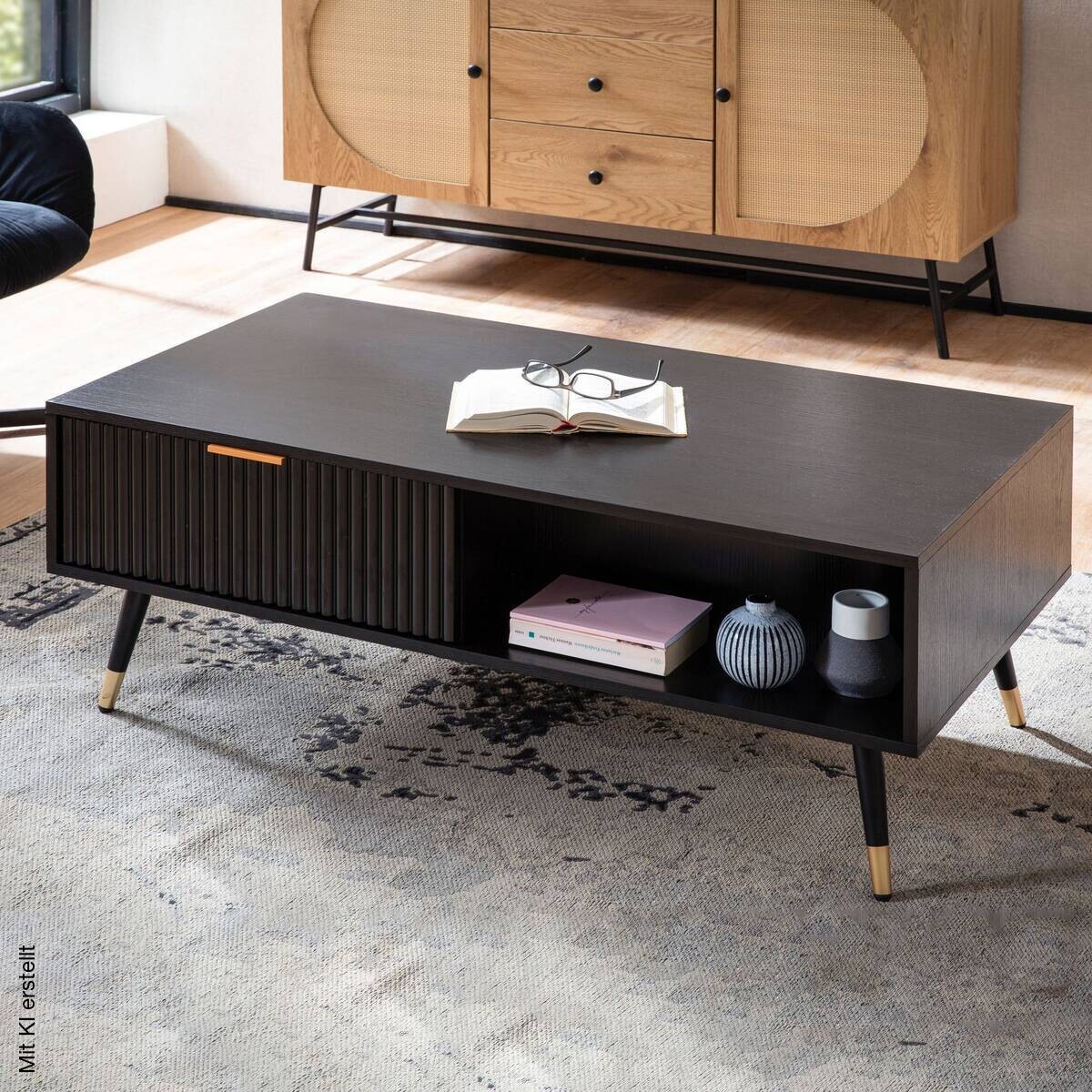 Couchtisch schwarz B/H/T: ca. 110x43x60 cm