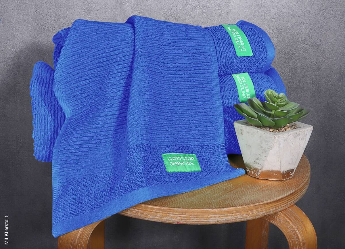 BENETTON Frottier-Set RAINBOW blau Baumwolle B/L: ca. 50x90 cm