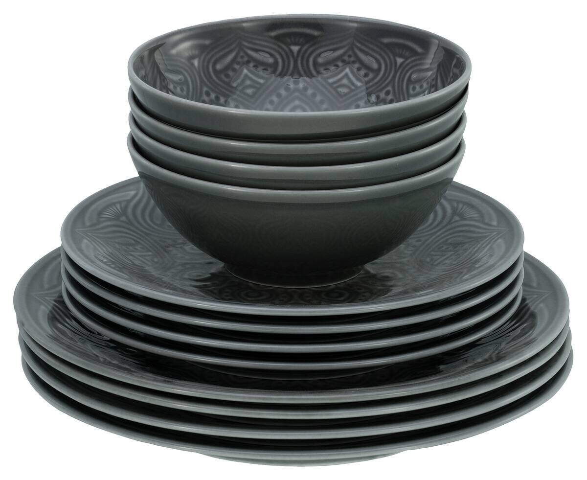 CreaTable Tafelservice Orient Mandala stein Porzellan 12 tlg.