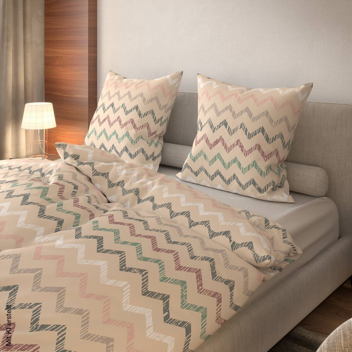 Microfaser Bettwäsche beige Polyester B/L: ca. 135x200 cm