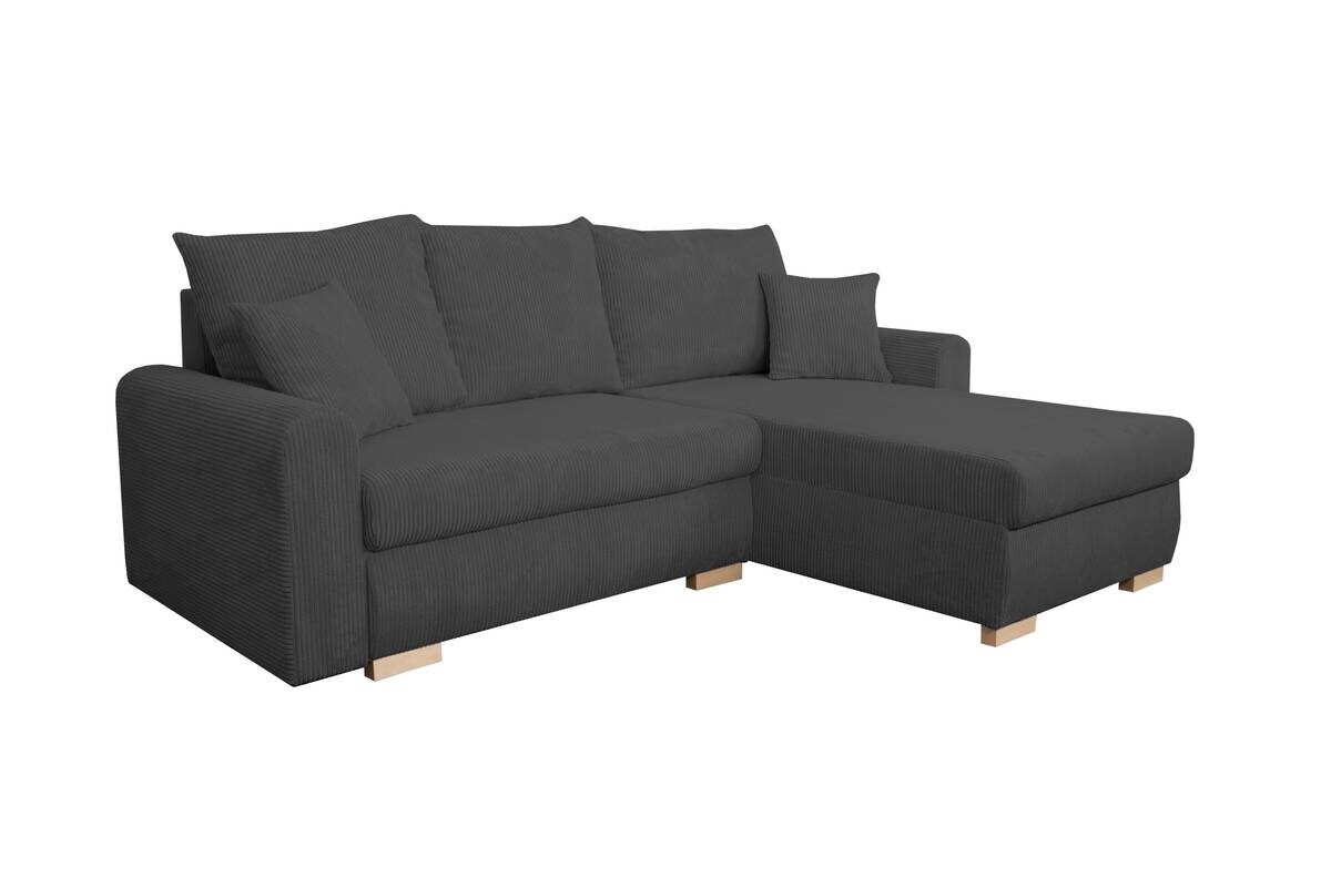 Ecksofa mit Bettfunktion und Bettkasten anthrazit Microfaser B/H/T: ca. 224,5x90x168 cm