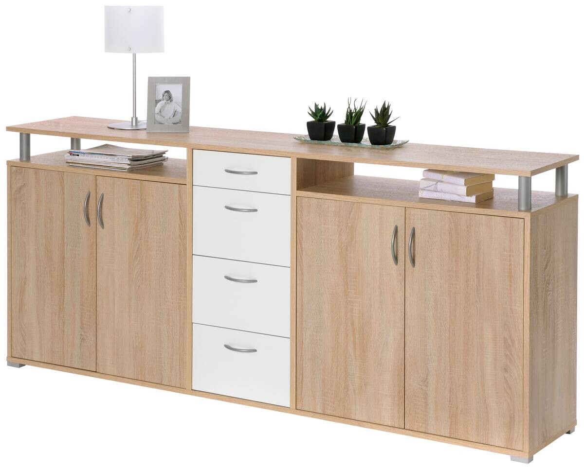 Sideboard Maximo Eiche Sonoma Nachbildung weiß B/H/T: ca. 208x94x38 cm | Eiche, weiß | 208,00/94,00/38,00 cm