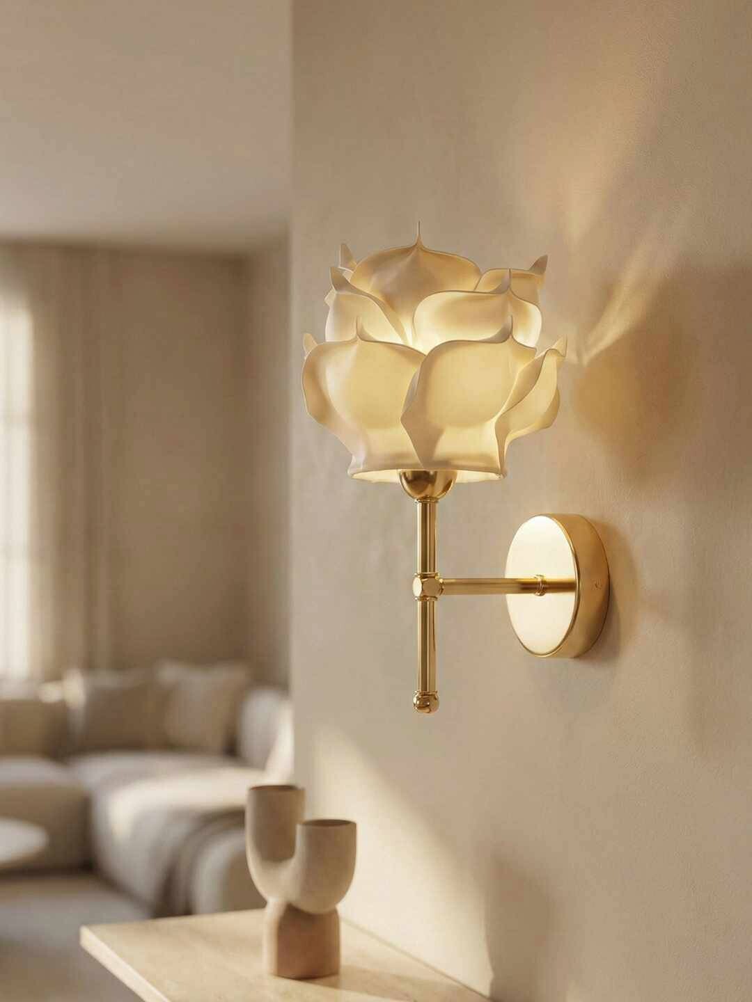 Opviq Wandleuchte gold beige Metall B/H/T/L/D: ca. 24x40x24x24x24 cm 1 Brennstellen