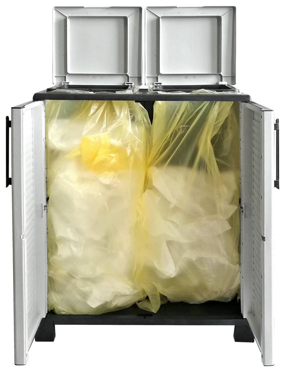 ArtPlast Mülltrennungsschrank Family hellgrau Kunststoff B/H/T: ca. 68x90x37 cm