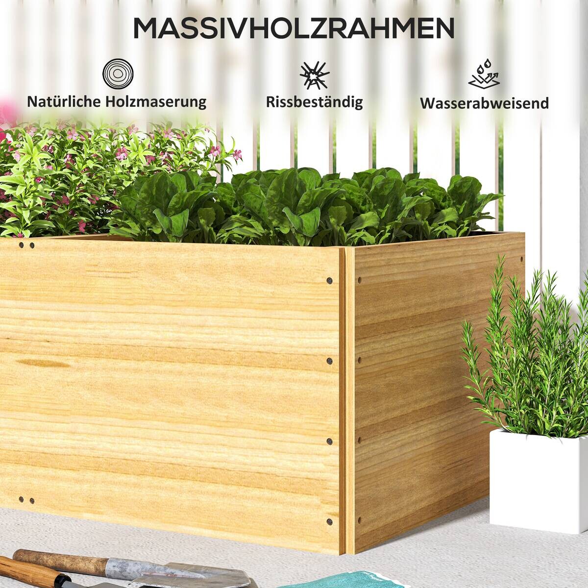 Outsunny Hochbeet natur Holz B/H/L: ca. 60x40x140 cm