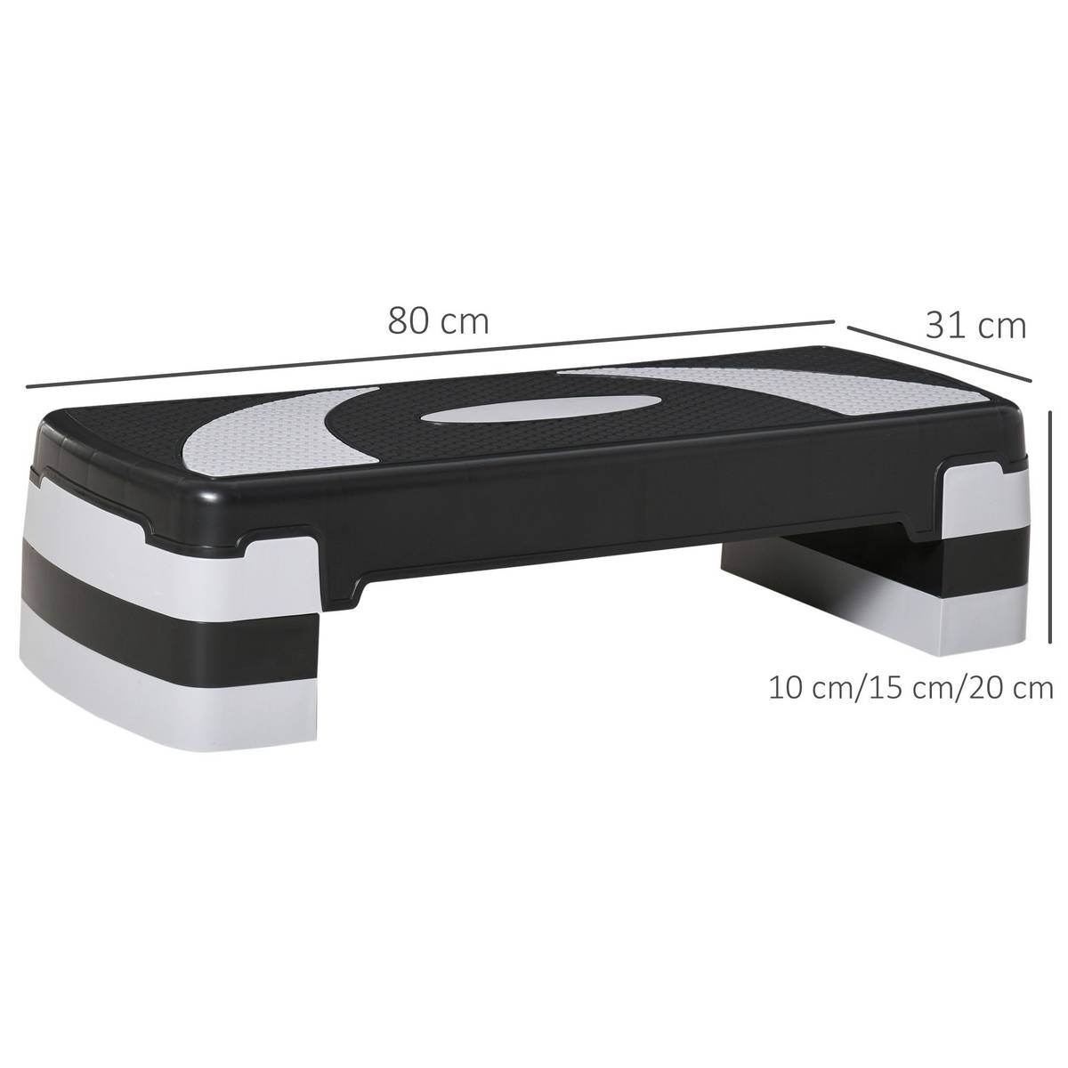 HOMCOM Steppbrett schwarz Kunststoff B/H/L: ca. 31x20x80 cm