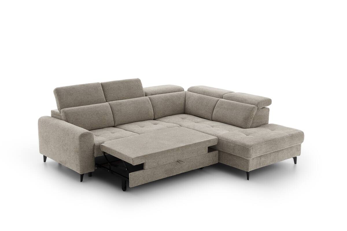 Ecksofa mit Bettfunktion taupe Flachgewebe B/H/T: ca. 258x96x221 cm