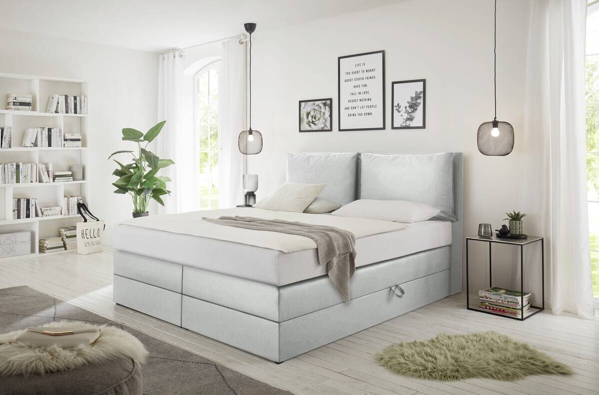 Boxspringbett Lissy grau Liegefläche B/L: ca. 180x200 cm